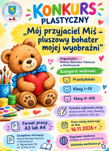 Konkurs plastyczny &bdquo;M&oacute;j przyjaciel Miś &ndash; pluszowy bohater mojej wyobraźni&rdquo;